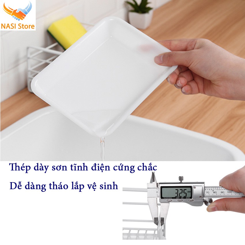 [Nhập Khẩu] Kệ nhà bếp đa năng đựng đồ dùng rửa chén, có khay hứng nước, giá phơi bọt biển, bằng thép dày sơn tĩnh điện | BigBuy360 - bigbuy360.vn