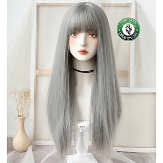 TÓC GIẢ THẲNG DÀI XÁM KHÓI ( tặng lưới) ảnh thật màu chuẩn- loại cao cấp độc quyền Yuri Tran