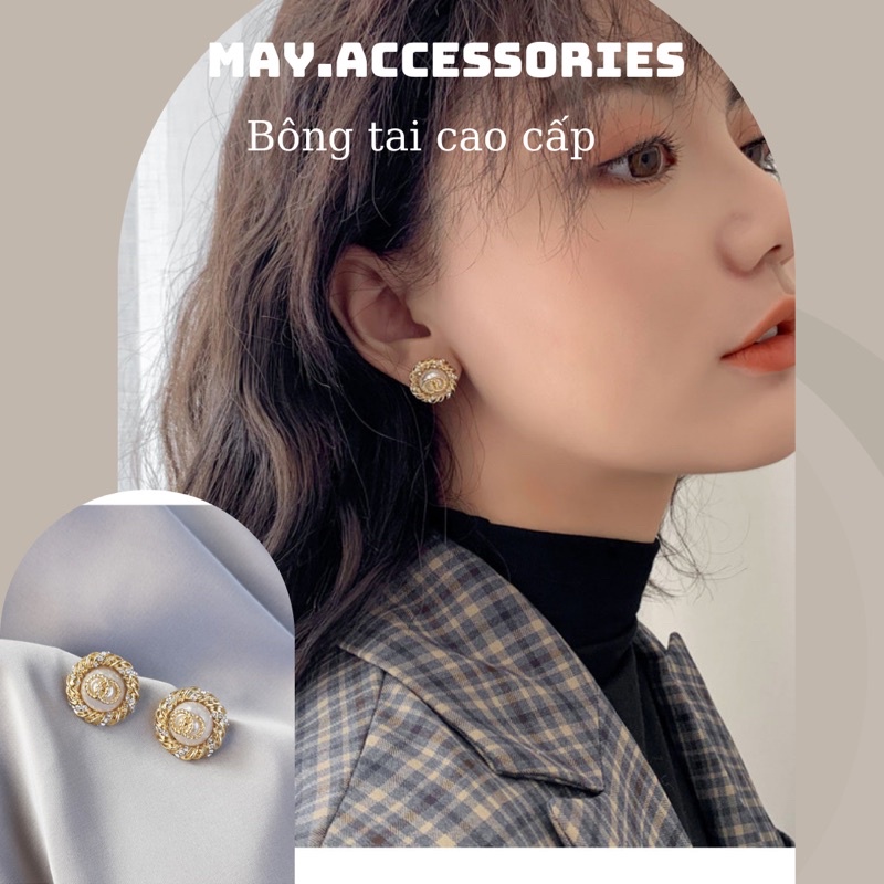 Khuyên tai, hoa tai đá tròn sáng cực xinh cho nữ❤️Freeship