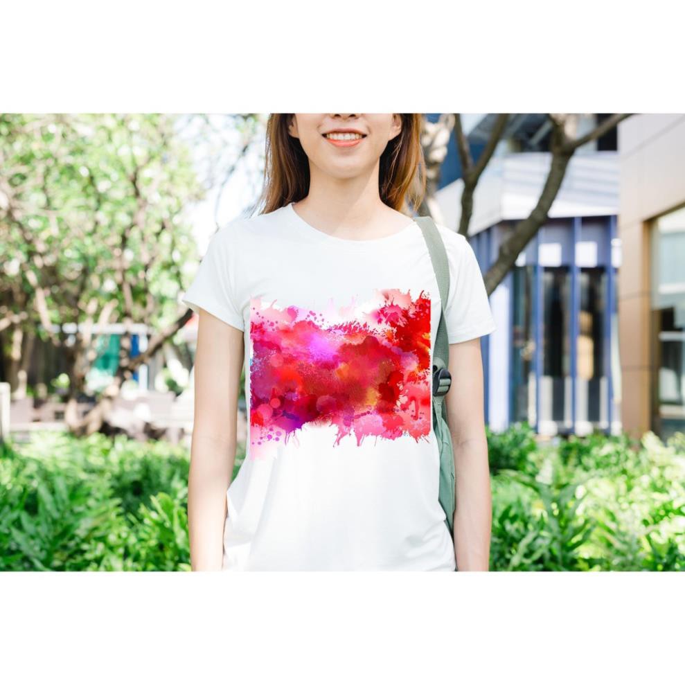 Áo thun in hình sắc màu hồng cam