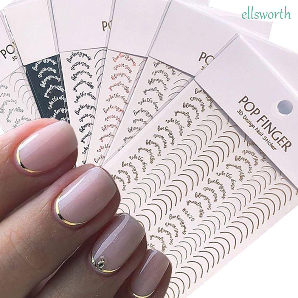 [Hàng mới về] Miếng dán móng tay trang trí thủ công họa tiết kẻ sọc cong hình học 3D thời trang