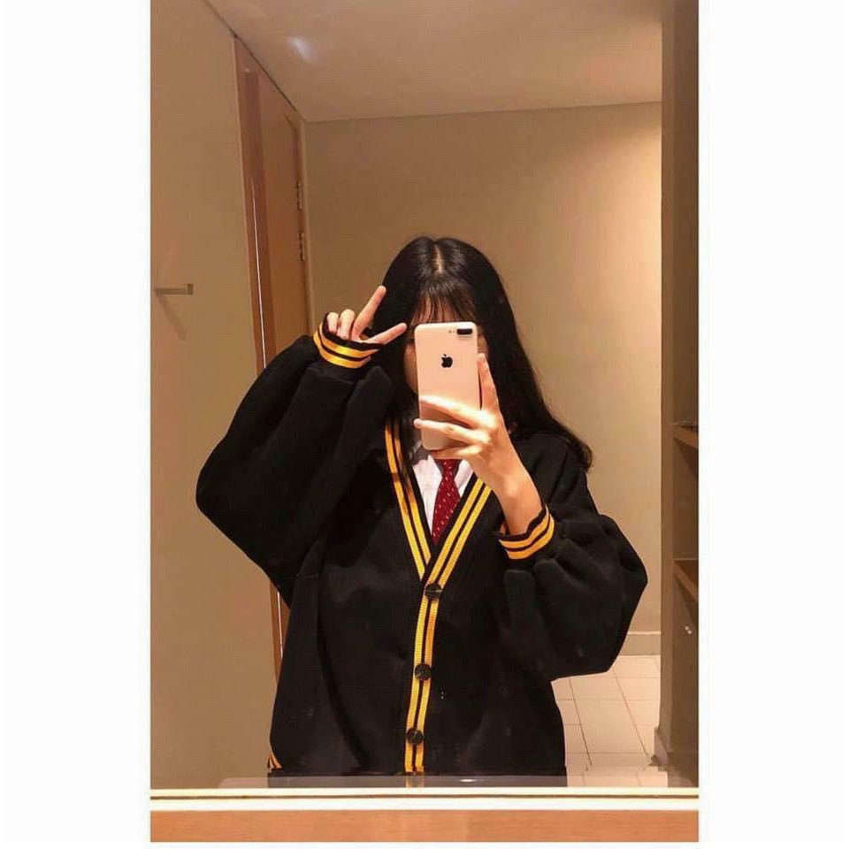 Áo Khoác Unisex Cardigan Kẻ Vàng Thun Nỉ Ngoại FreeSize 68kg AK90 | BigBuy360 - bigbuy360.vn