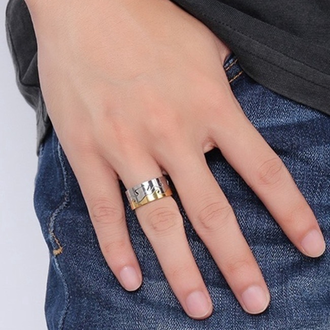 Nhẫn đeo tay thép không gỉ màu vàng bạc thời trang