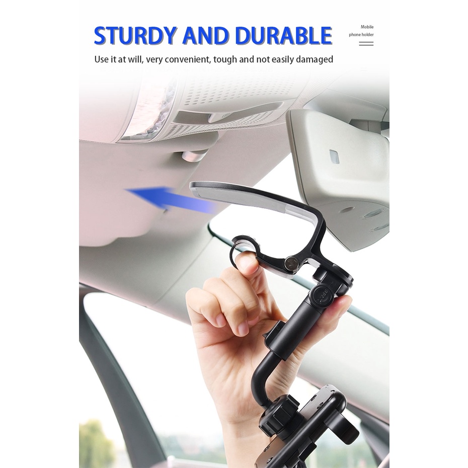 Giá Đỡ Điện Thoại Kẹp Tấm Che Nắng Xoay 360 Độ Có Thể Điều Chỉnh Cho Xe Hơi 4-7 Inch