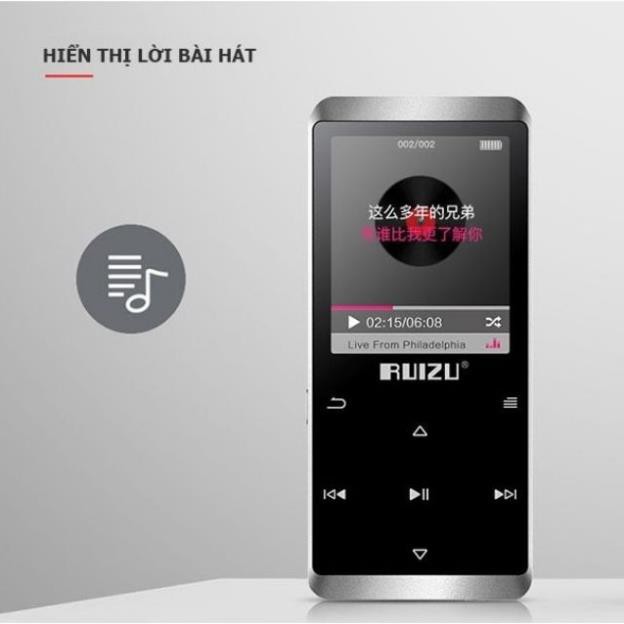 (CÓ SẴN) Máy Nghe Nhạc Lossless Bluetooth 5.0 Ruizu D02 Bản 2022 - Có loa ngoài và màn hình cảm ứng, xem phim, xem ảnh