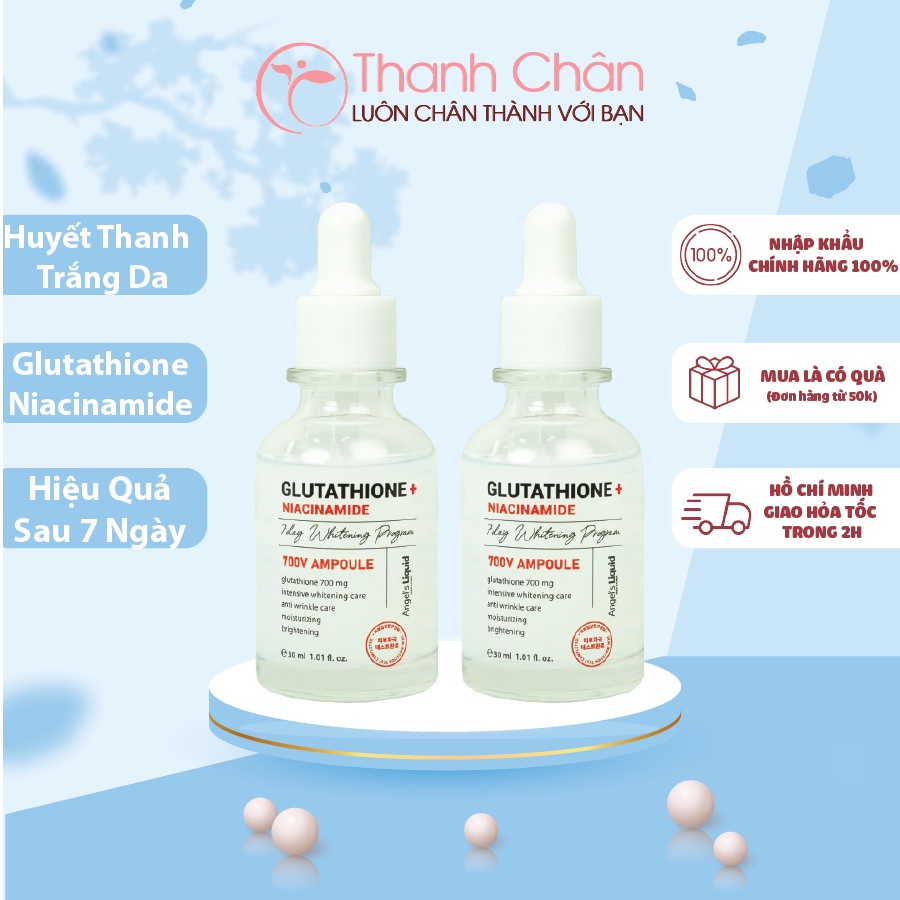 Huyết Thanh Dưỡng Trắng Da Mờ Thâm Nám Angel Liquid Glutathione + Niacinamide 700V Ampoule 30ml