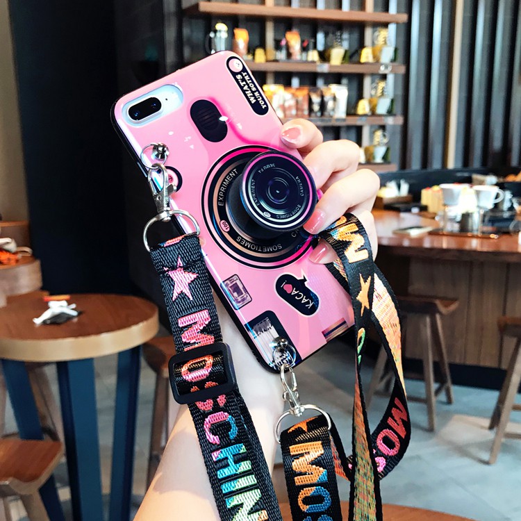 Ốp lưng Samsung J8 J5 J2 A9 A7 A6 A6+ M20 S20 S20+ S10 S10+ S9 S9+ S8 S8+ Note 20 Ultra 10 9 8 Pro Plus Prime Lite 2018 3D Camera Sweetheart Soft TPU Case Cover+Stand+Lanyard