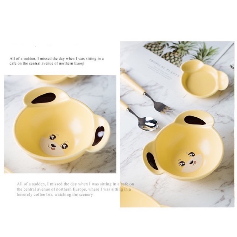 Bát Sứ Ăn Dặm Cho Bé.Bát Sứ Tai Thỏ 260ml