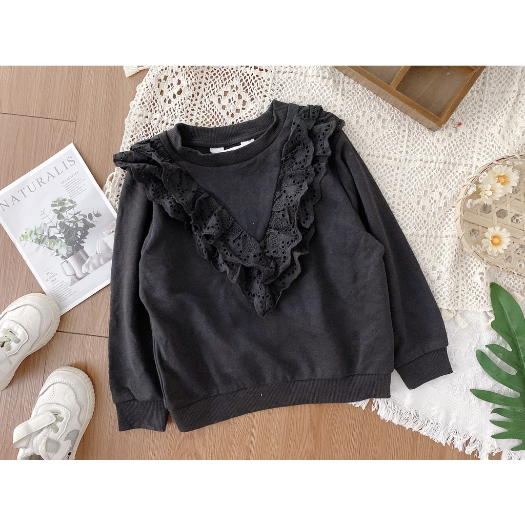 Áo nỉ da cá bé gái Hờ mờ phối bgèo 3 màu A52