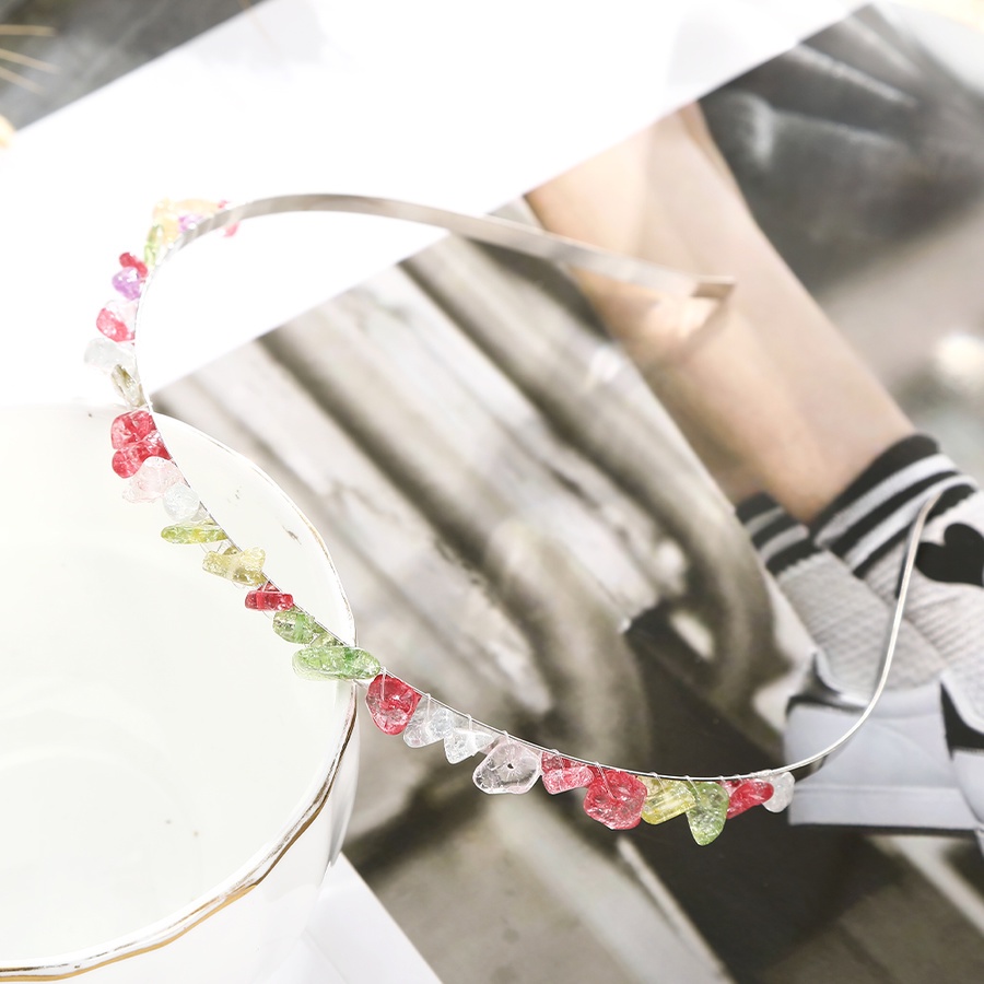 Băng đô cài tóc đính hạt đá nhiều màu phong cách Hàn Quốc cho nữ