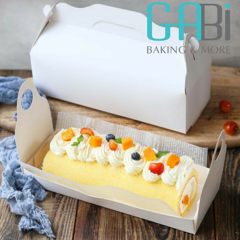 Combo 5 hộp giấy đựng bánh, bánh cuộn có quai xách