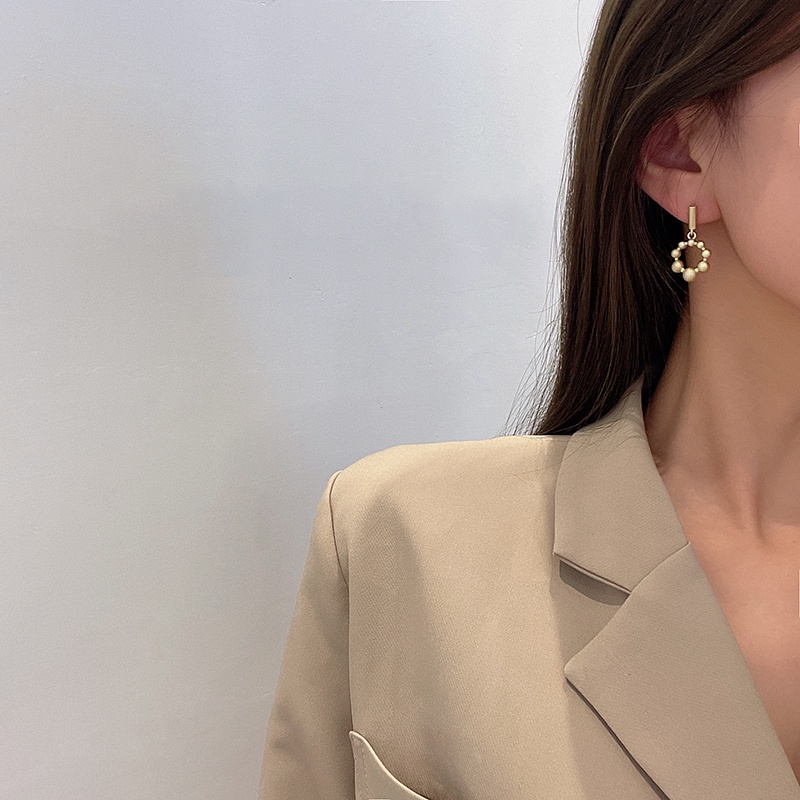 Khuyên tai kẹp không bấm lỗ chốt cố định K036 bằng hợp kim mạ vàng hình tròn dáng midi Leous Accessories