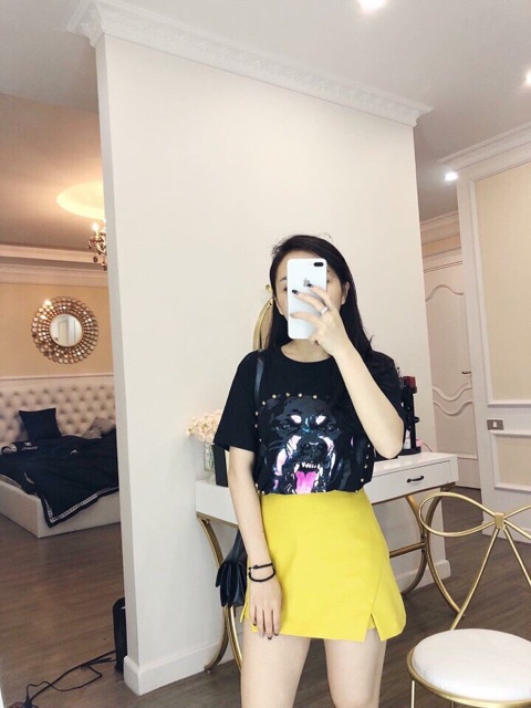 Chân váy dáng A, Chân váy xẻ bên có lót quần NhiNhiShop CV277 - Không có túi
