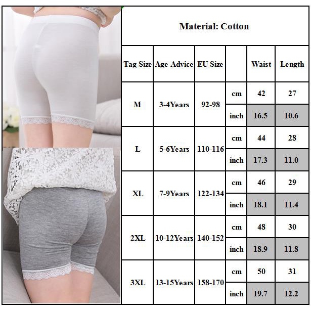 Quần Lót Cotton Phối Ren Màu Trơn Thời Trang Mùa Hè Cho Bé Gái 3-15 Tuổi