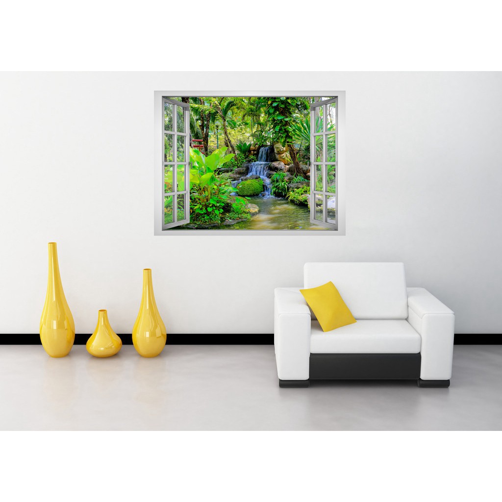 Decal dán tường cửa sổ 3D Minh Trí cảnh đẹp thiên nhiên 0309
