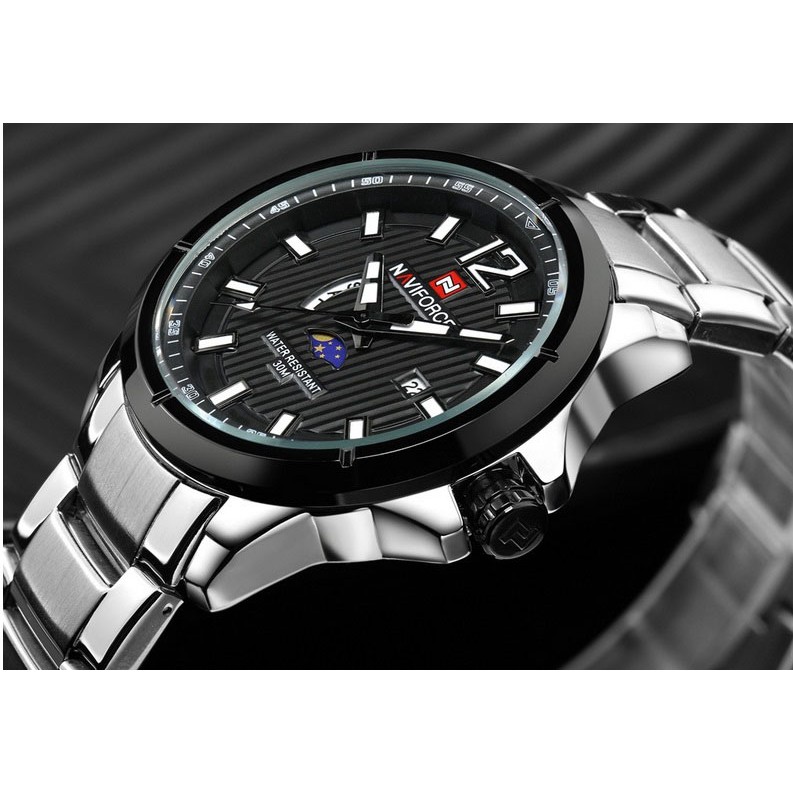 Đồng hồ nam dây thép đặc cao cấp NaviForce 9084