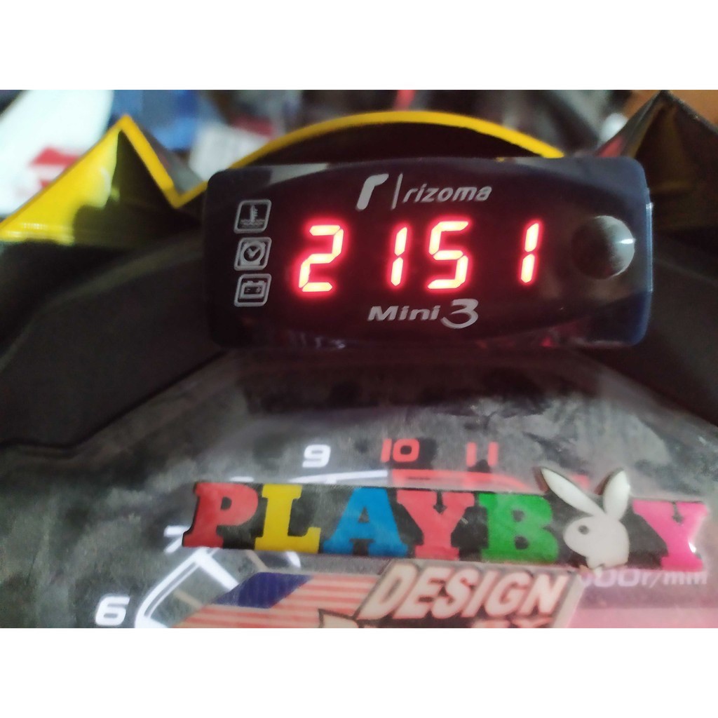 Đồng hồ đo vôn bình, báo giờ xe máy 12v 3in1 (thời gian, vôn bình, nhiệt)