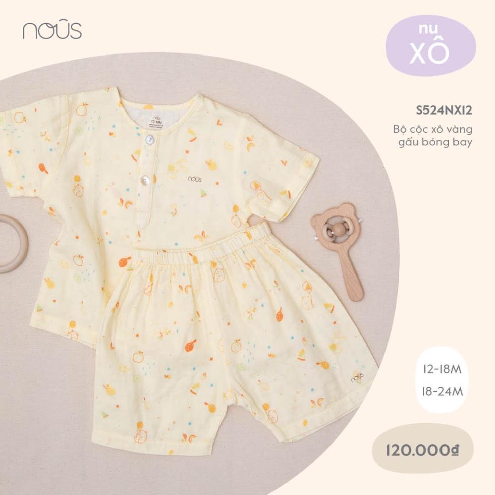 Bộ Quần Áo Cộc Bổ Trụ Cao Cấp Nous - Chất Liệu Nu Xô Mềm (Size Từ 12-24M)