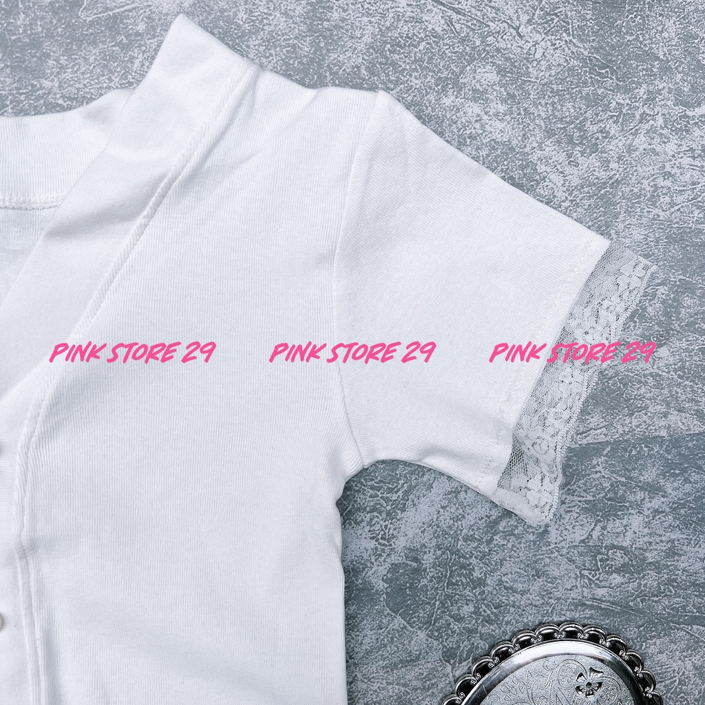 Áo croprop viền ren  tay ngắn( kèm ảnh thật ) A5004