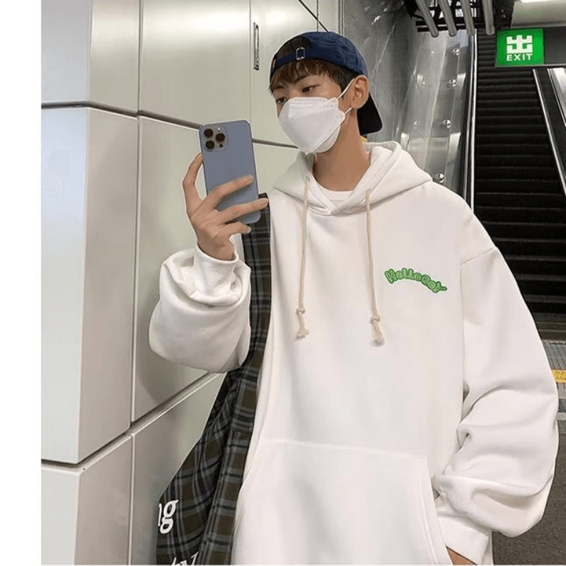 Áo hoodie Dáng Rộng Có In Chữ Thời Trang Phong Cách Hàn Quốc Cho Nam