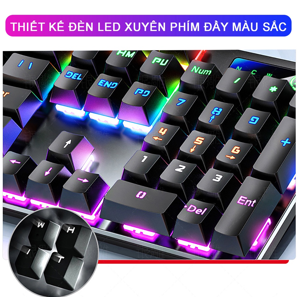 Bàn phím cơ gaming có dây SIDOTECH ZK-3 TKL 87 phím blue switch đèn led nhiều chế độ cho máy tính laptop