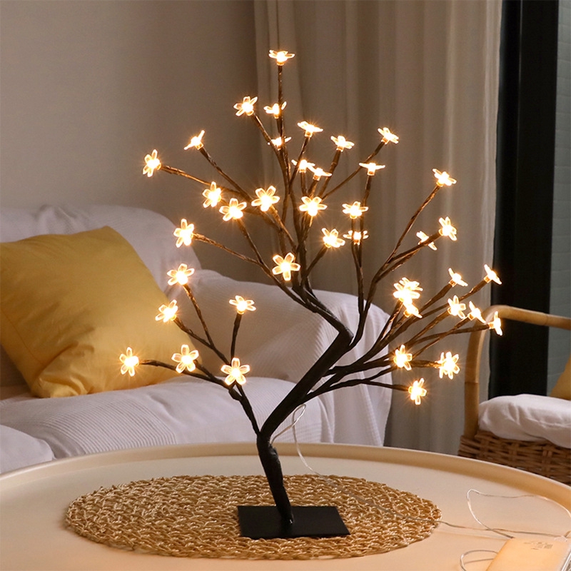 Đèn Led Để Bàn Hình Hoa Anh Đào Trang Trí Giáng Sinh Sạc Cổng usb
