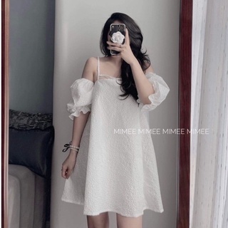 Váy gấm trễ vai dây mimee