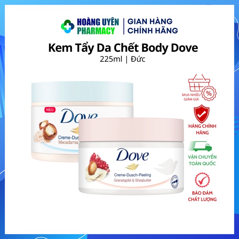 Tẩy tế bào chết body Dove Creme Dusch Peeling 225ml - bản nội địa Đức