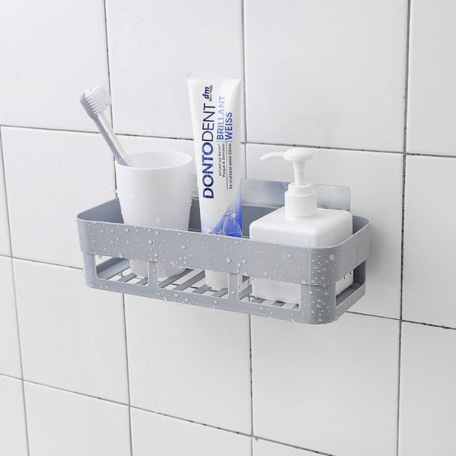 [HÀNG LOẠI 1] khay kệ chữ nhật gắn tường để đồ phòng tắm-không cần khoan tường [DÁN CỰC CHẮC]