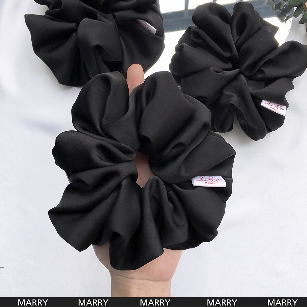 MARRY - Dây chun buộc tóc Lụa Scrunchies Handmade I Opaque Black