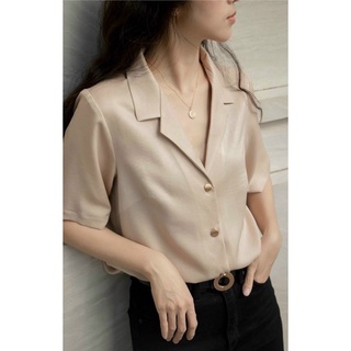 Áo sơ mi lụa cổ vest