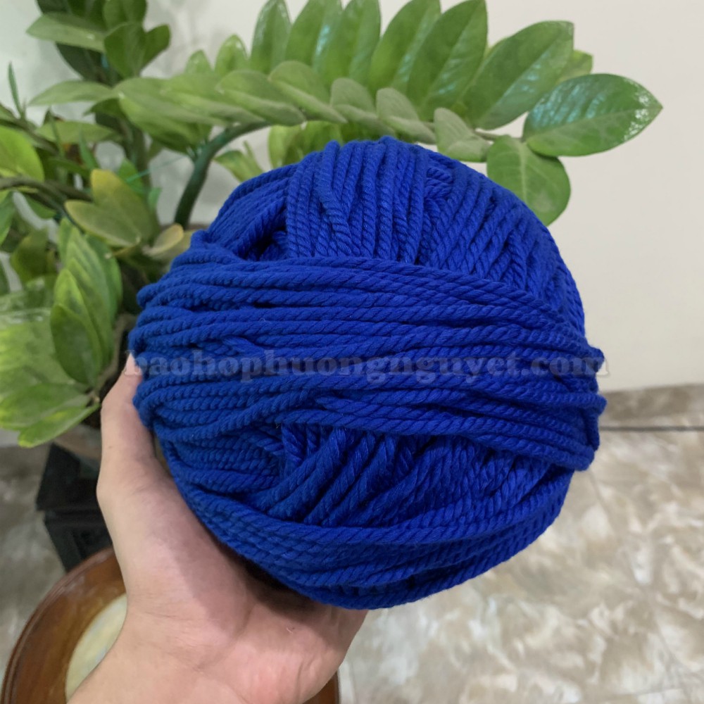 [Ảnh thật] Dây thừng cotton màu Xanh côban size 5mm thắt Macrame