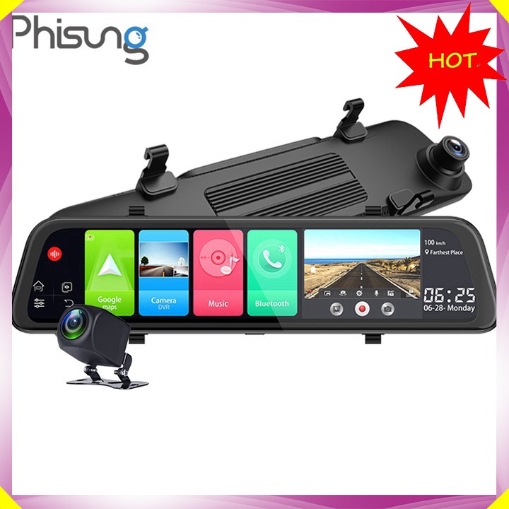 Camera hành trình gương ô tô cao cấp WHEXUNE D50 màn hình 12 inch, 4G, Wifi, GPS - BẢO HÀNH 12 THÁNG