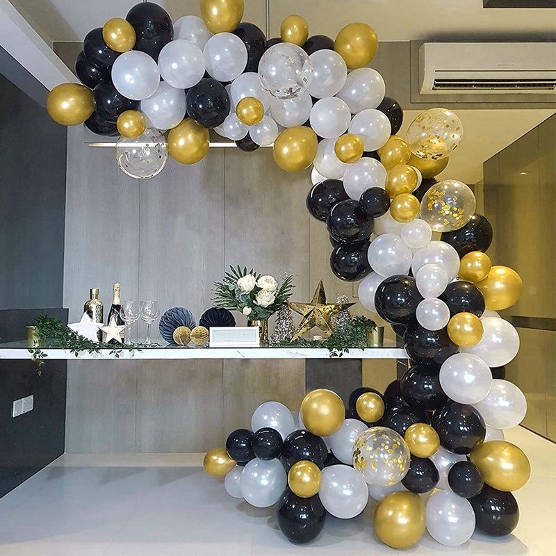 Bộ Bóng Bay Màu Đen Bằng Latex Dùng Trang Trí Tiệc