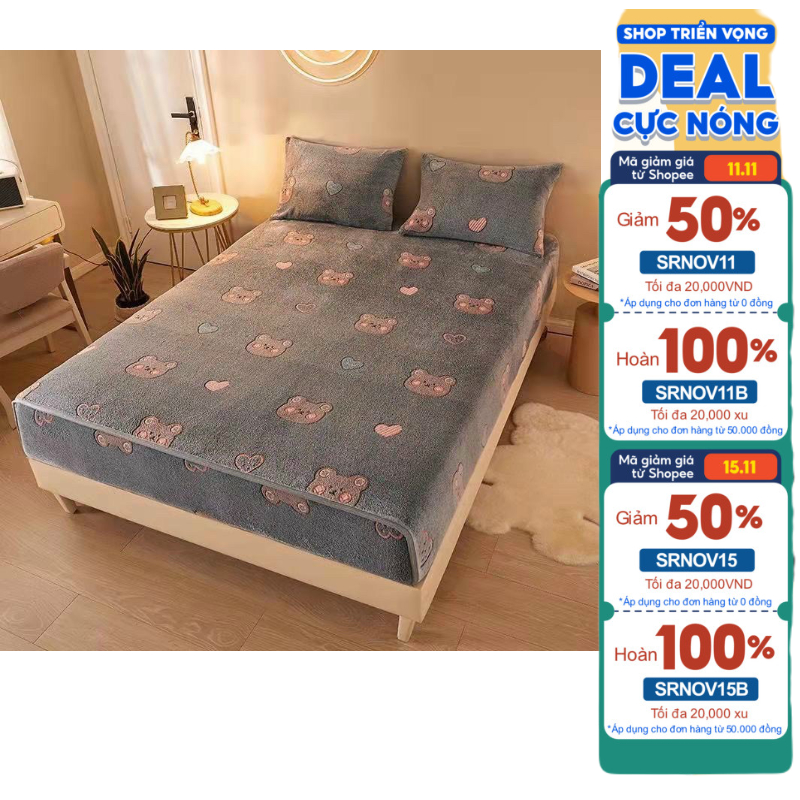Ga gối bông tuyết nỉ sữa bọc đệm m6,m8 và 2m2 mền mịn ấm áp sẵn tại SHOP CHIẾU CAO SU