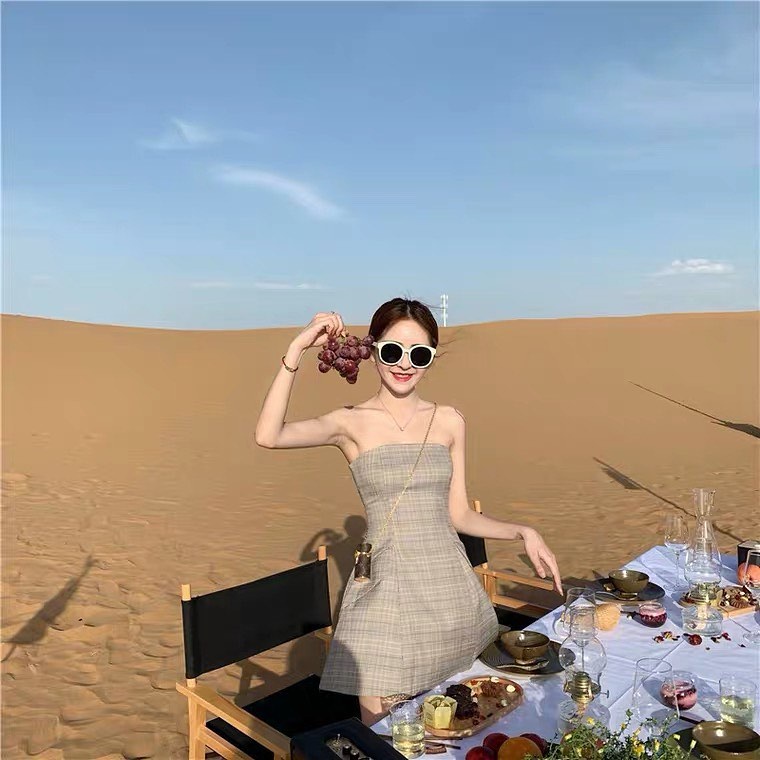 Váy xòe caro cúp ngực, váy Forher.since1998