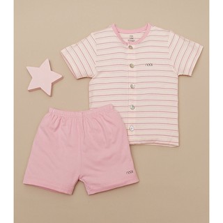 Nous 2021-bộ quần áo cài vai cộc petit kẻ hồng nous (size từ 3-6m đến 9-12m
