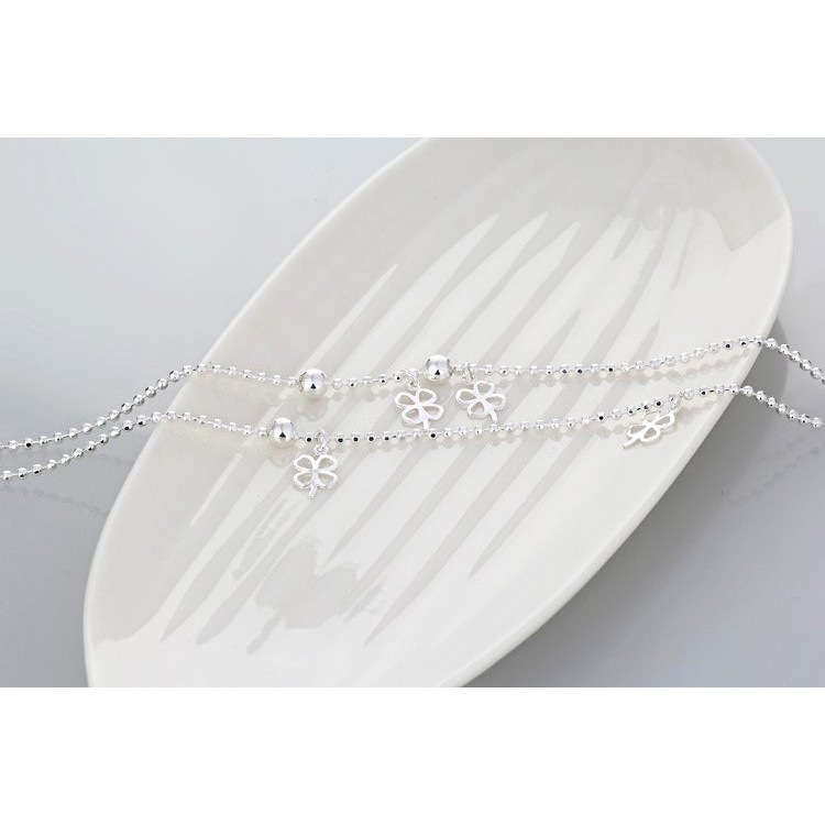 Lắc chân cỏ 4 lá may mắn xi bạc trắng sáng dễ thương phụ kiện trang sức style hàn quốc - namimi | BigBuy360 - bigbuy360.vn