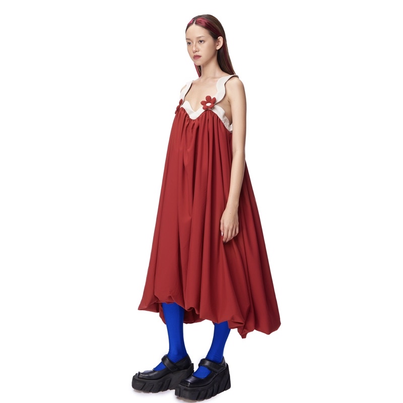 Đầm aeie jr. CHERRY TOMATO dáng rộng màu đỏ đô