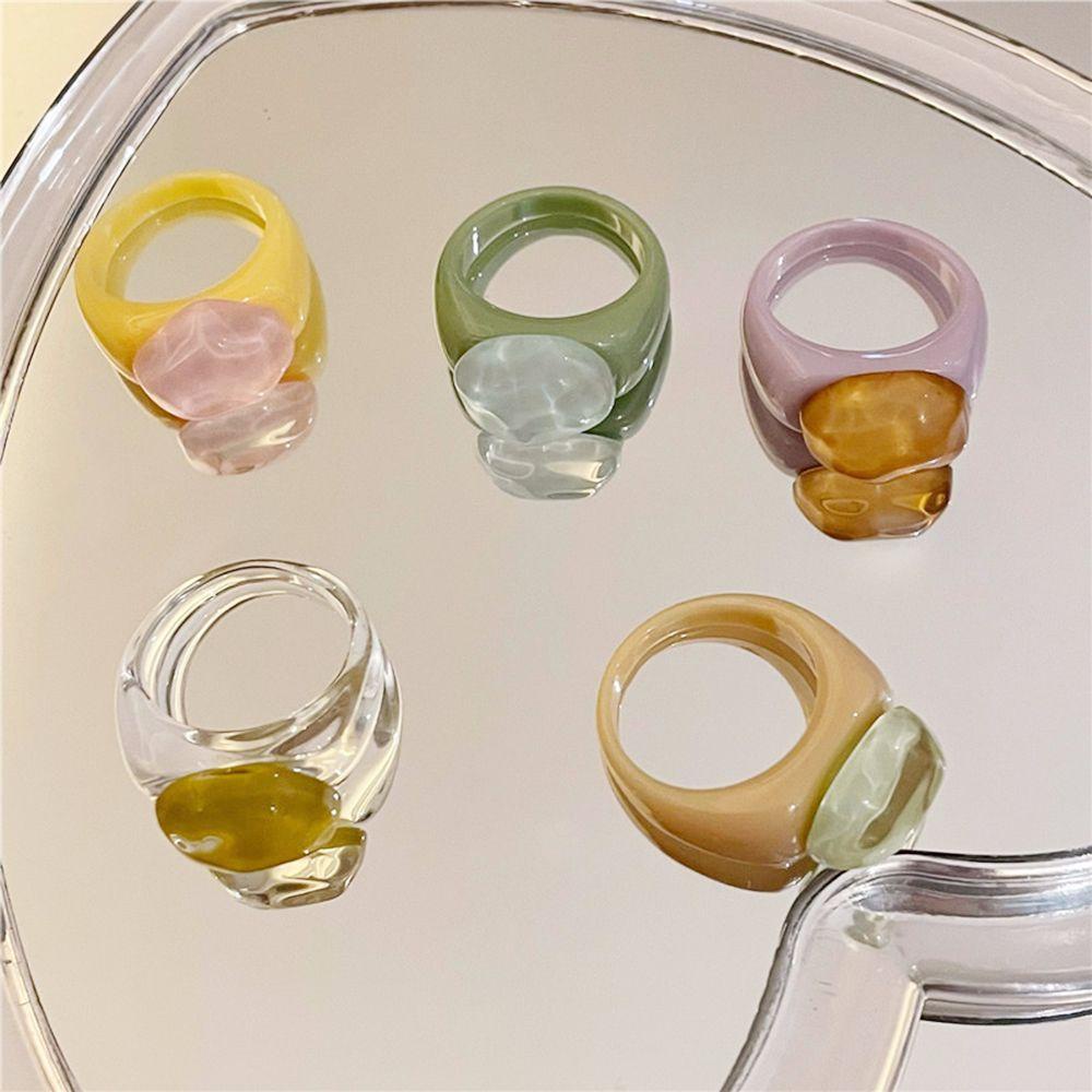 Nhẫn Resin Màu Trơn Dễ Thương Dành Cho Nữ|Trang Sức Thời Trang