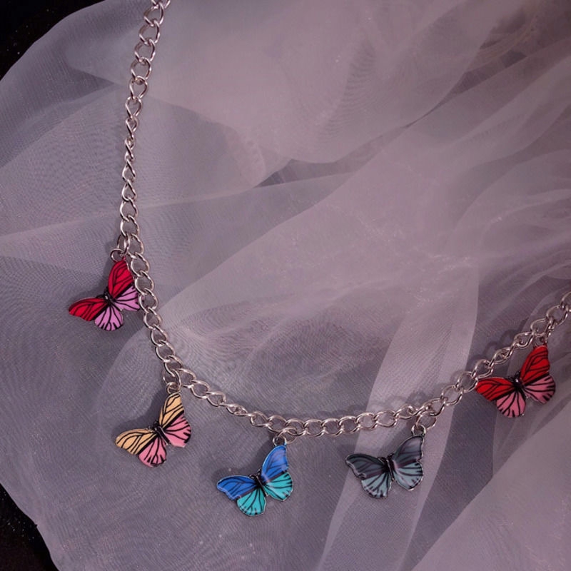 Dây Chuyền Mặt Hình Bướm Nhiều Màu Sắc Phong Cách Hip Hop