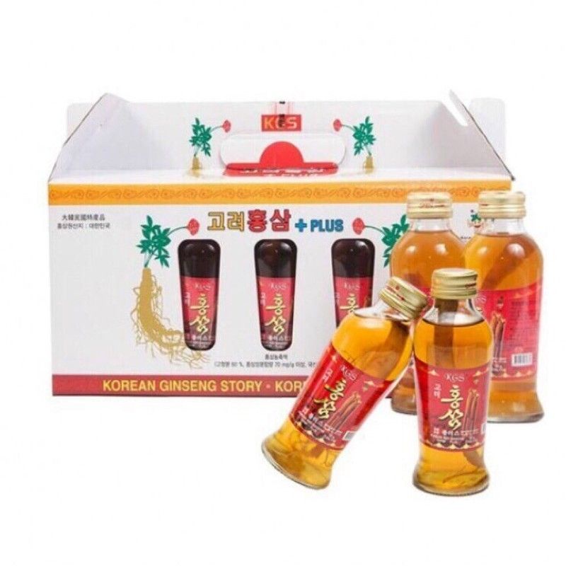 Hộp 10 Chai Nước Hồng Sâm Có Củ Cao Cấp KGS HQ