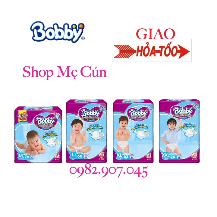 [MẪU MỚI] Tã dán bobby M76, L68, XL62, XXL56