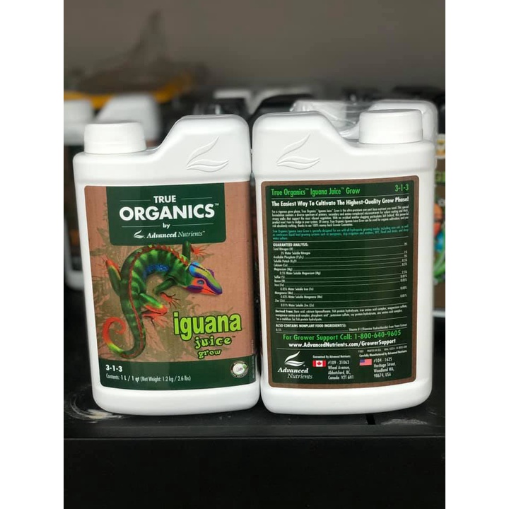 Phân  bón True Organics Iguana Juice Grow  chứa các yếu tố thiết cho sự ra rễ mạnh mẽ và sự phát triển sinh dưỡng