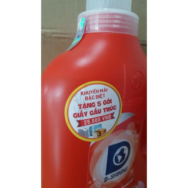 Nước Giặt Xả Cao Cấp D-Shining  + Tặng 5 Gói Giấy Gấu Trúc