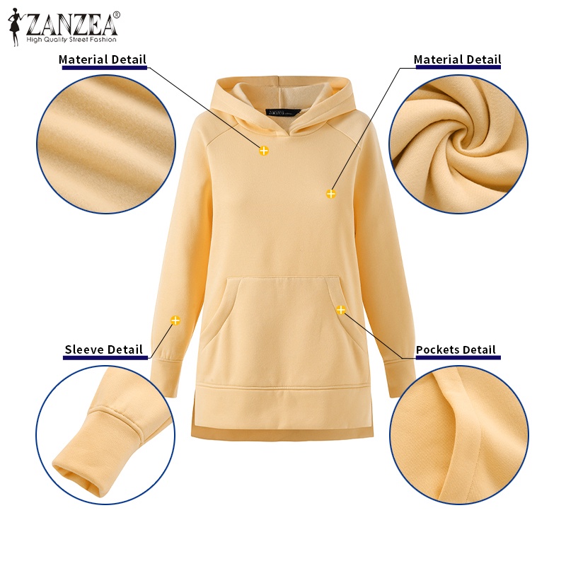 Zanzea Đầm Len Dài Tay Xẻ Tà Thời Trang Nữ Tính