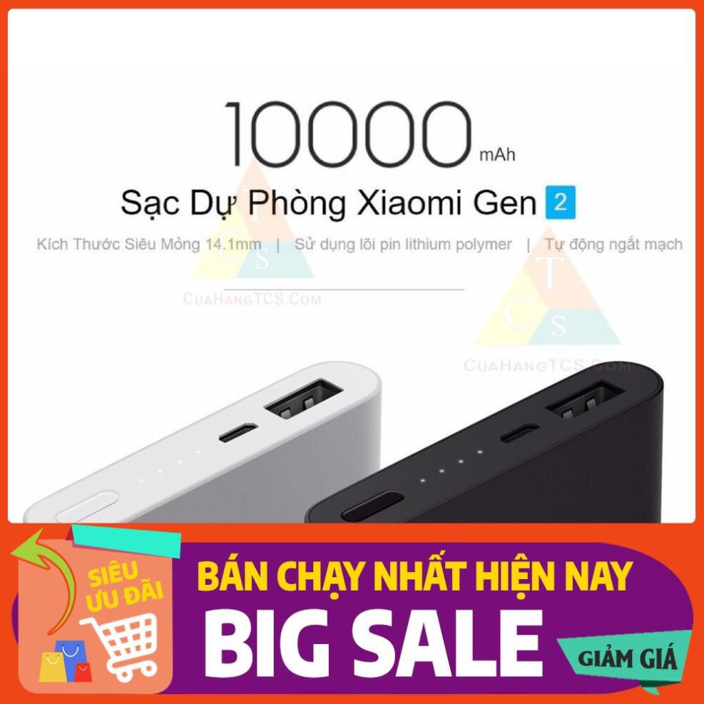 Sạc Dự Phòng Xiaomi Gen 2, 2 Cổng USb Chuẩn 10000mAh, Bảo Hành 12 Tháng Lỗi 1 Đổi 1 Do Nhà Sản Xuất