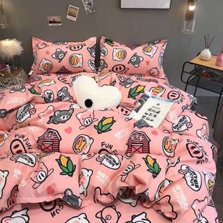 Bộ cotton poly lợn hồng
