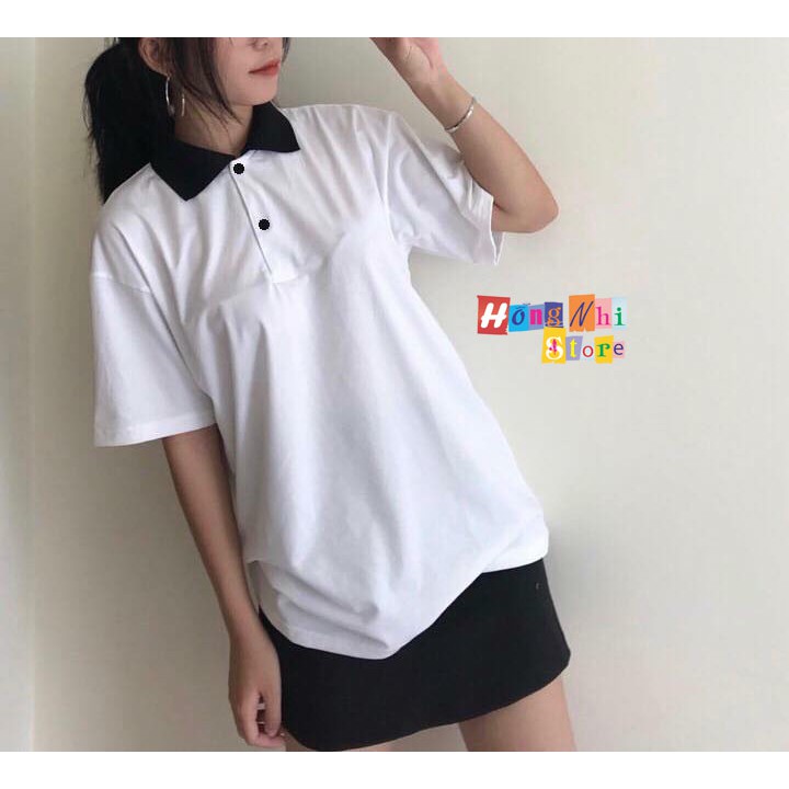 ÁO THUN POLO PHỐI CỔ TAY LỠ MÀU TRẮNG - ÁO POLO MIX UNISEX WHITE - MM