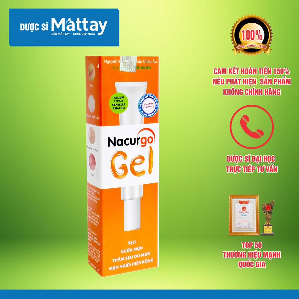 ❤️ ✅  Nacurgo Gel - Tuýp 20g - Dưỡng Da, Ngăn Ngừa Sẹo.